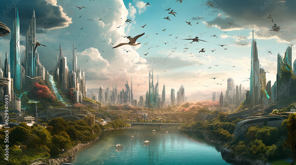 Whispers of the Future: A Mesmerizing City Park Painting Whispers of the Future: A Mesmerizing City Park Painting