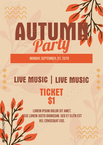 autumn party design poster background template fall season theme