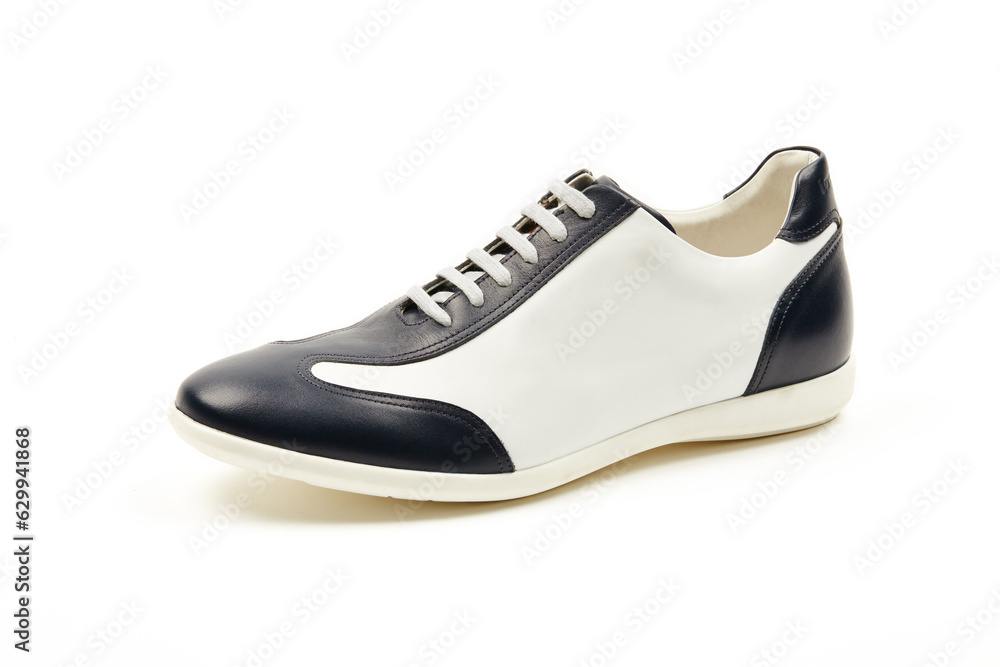 Handmade high quality Italian mens casual shoes on a white isolated background. Handmade high quality Italian mens casual shoes on a white isolated background.