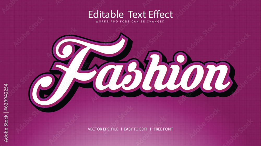 Fashion 3d text effect editable