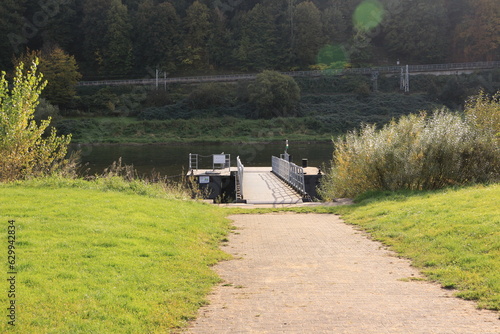 Fähranleger an der Elbe bei Bad Schandau in der Sächsischen Schweiz