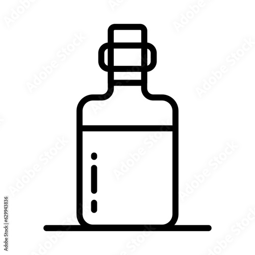 Ayurveda oil bottle outline icon. Ayurveda oil bottle vector icon for web design isolated on white background. Vector illustration in line style.