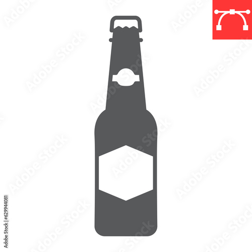 Beer bottle glyph icon, oktoberfest and alcohol drink, glass bottle vector icon, bottled beer vector graphics, editable stroke solid sign, eps 10.