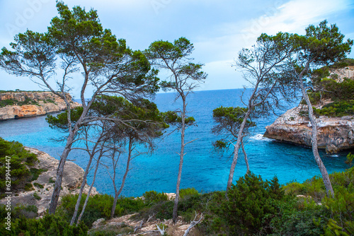 Calo des Moro, Majorca, Spain. Beautiful beach landscape, exotic tropical island nature, blue sea water, ocean waves, summer holidays vacation. © romeof