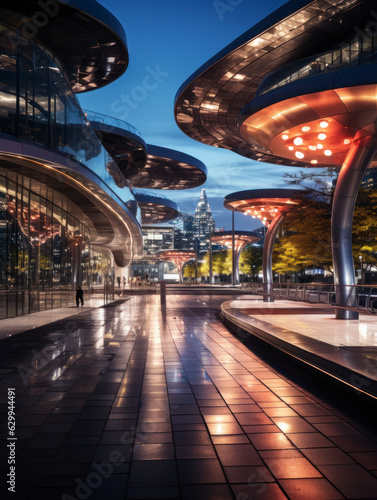 Wallpaper Mural empty floor wiht modern building background. Torontodigital.ca