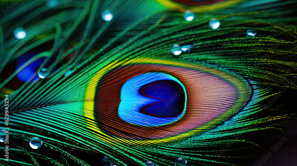 Obraz premium peacock feather macro photo background