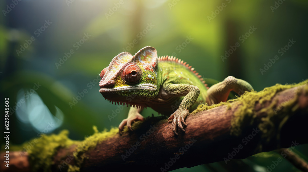 Obraz premium green iguana on a branch