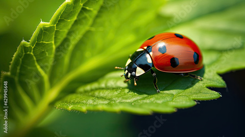 Photographie ladybug on leaf  macro photo