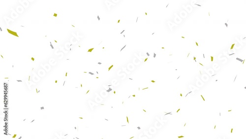 Golden & Silver confetti party popper explosions on White, Green backgrounds, Alpha Channel 4K greeting animation BG