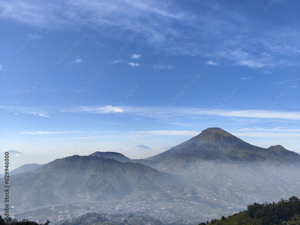 Aerial view of Beautiful natural scenery mountain in Indonesia Aerial view of Beautiful natural scenery mountain in Indonesia