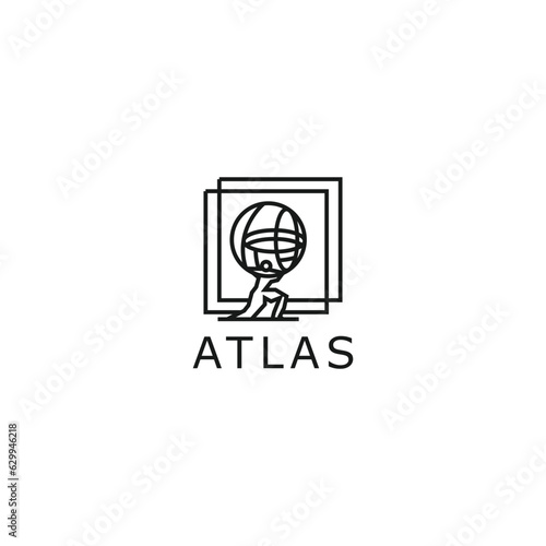 Atlas world black logo icon design illustration