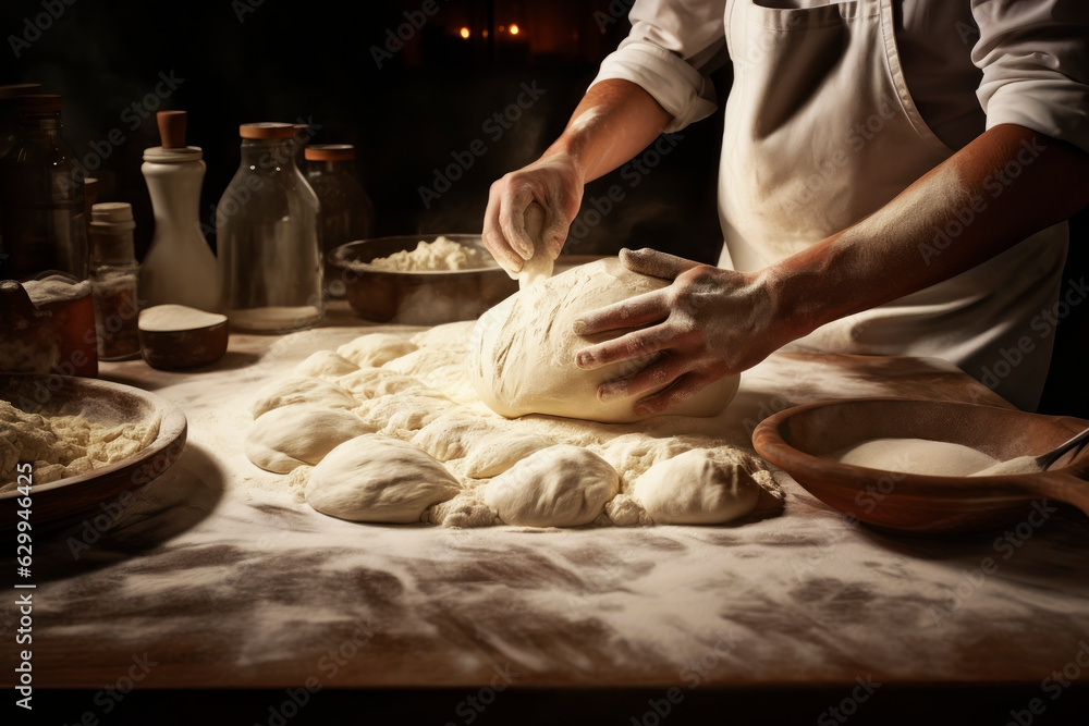 Making dough by hand. Generative AI