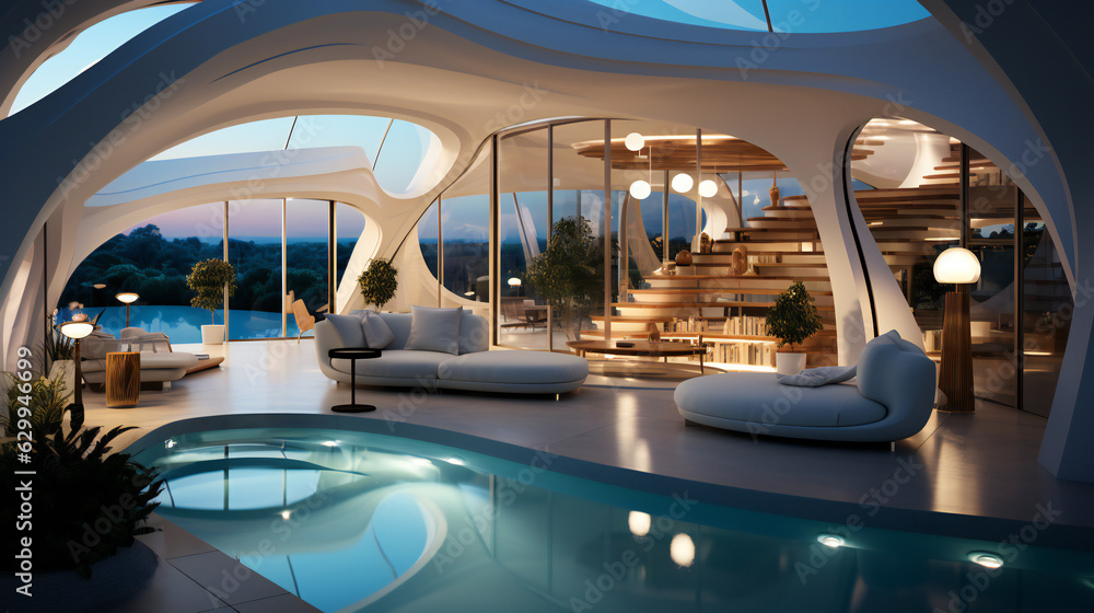 Fototapeta premium futuristic interior design studio apartment