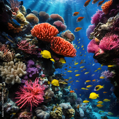 Fototapeta Naklejka Na Ścianę i Meble -  Coral reef with marine life