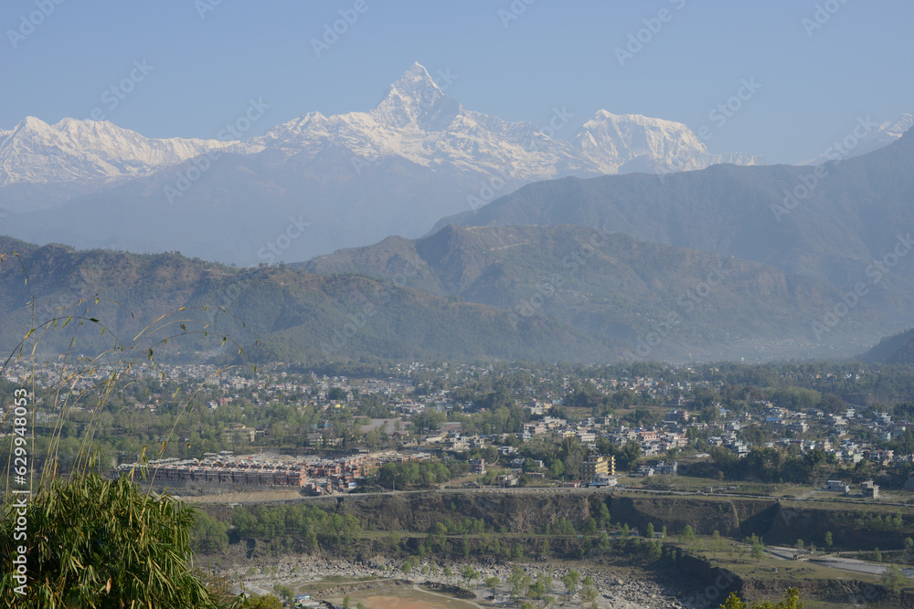 Himalaya mountains and a town