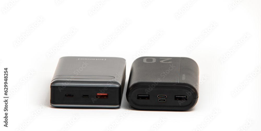 Image of two powerful mobile power banks with a capacity of 20,000 milliamps. Image of two powerful mobile power banks with a capacity of 20,000 milliamps.