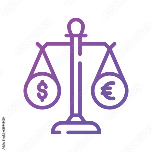 Currency with balancing scale, Trendy icon of money balance