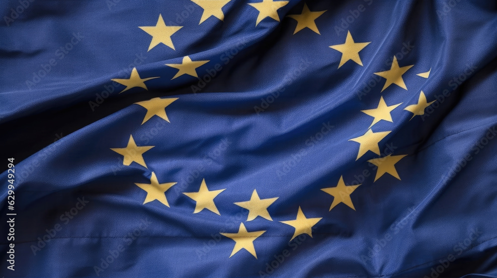 A banner where a us flag and eu Flag is showing, Generative Ai A banner where a us flag and eu Flag is showing, Generative Ai