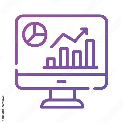 Data chart on lcd display showing vector of market analysis in modern style