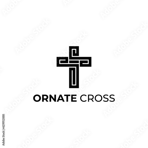 ORNATE CROSS CHURCH VECTOR LOGO