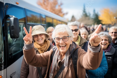 group of all parent tour participants with an interesting tour bus background, Moments of Togetherness in Front of the Tour Bus