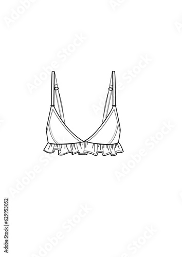 woman ruffle detail,strapy bra fashion vector