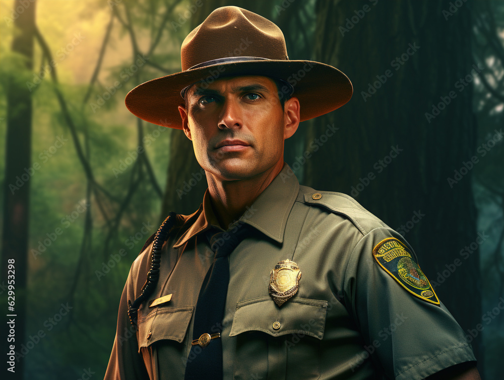 a park ranger is seen in a national park or protected area. 