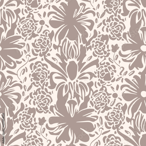 Monochrome seamless pattern with arabesques in a retro style. © tiff20