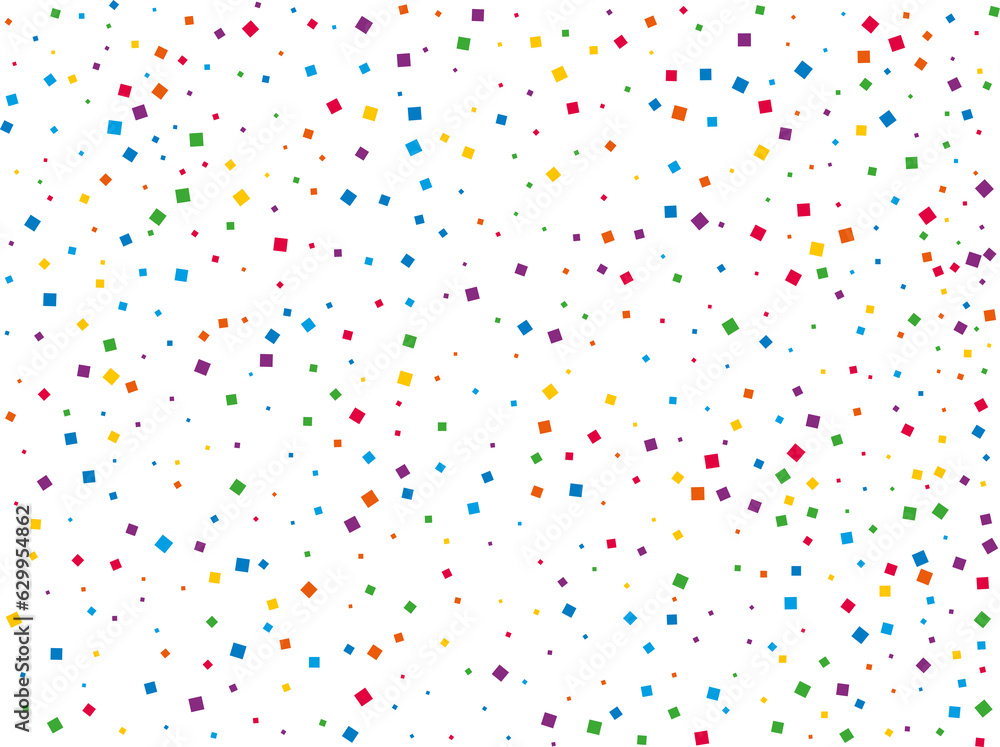 Carnival Confetti. Masquerade Border with Falling Rainbow Square Confetti Carnival Confetti. Masquerade Border with Falling Rainbow Square Confetti