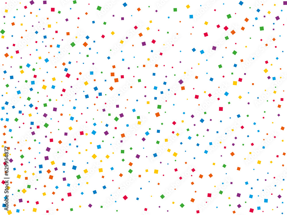 Carnival Confetti. Masquerade Border with Falling Rainbow Square Confetti Carnival Confetti. Masquerade Border with Falling Rainbow Square Confetti