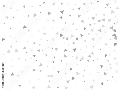 Light silver Triangular glitter confetti background. White festive texture.