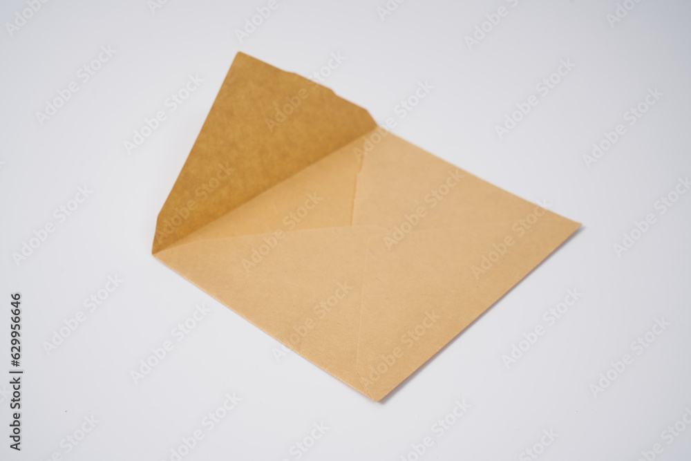 Old brown envelope from 1950' on a white background. Old brown envelope from 1950' on a white background.