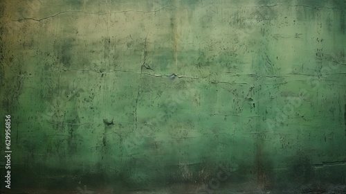 Green Fade Old Weathered Stucco Background with Retro Distressed Look for Antique Architecture Aged Abstract Design. Generative AI