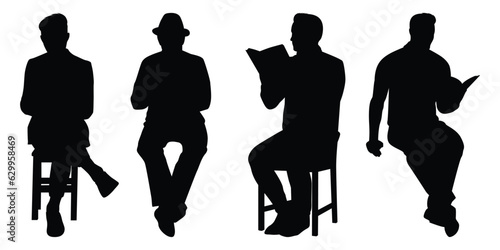 Reading Book man Silhouettes Vector illustration