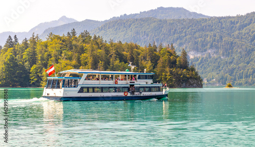 cruise ship on the lake, Wolfgangsee, Alps, Austria