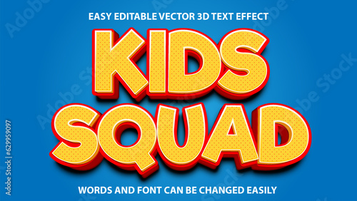 Kids squad editable 3d text effect
