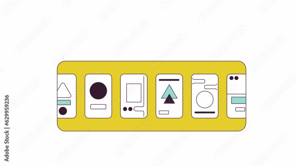 Onboarding designs creating line 2D object animation. Mobile screens ...