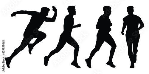 Exercise or Running man Silhouettes Vector Illustration