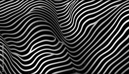Monochrome lines wallpaper. Black and white wave banner. For banner  book illustration. Created with generative AI tools