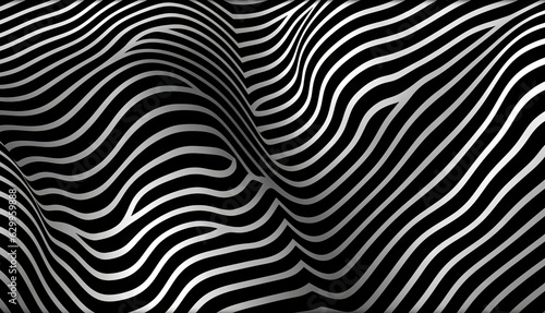 Monochrome lines wallpaper. Black and white wave banner. For banner, book illustration. Created with generative AI tools