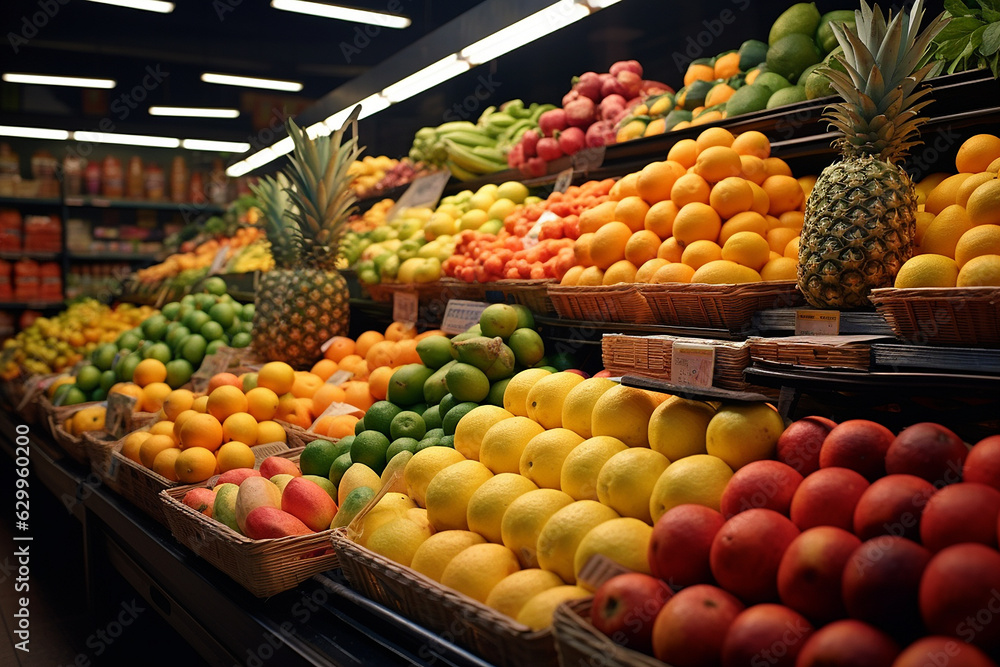 Image of a fruits and vegetables at the market.