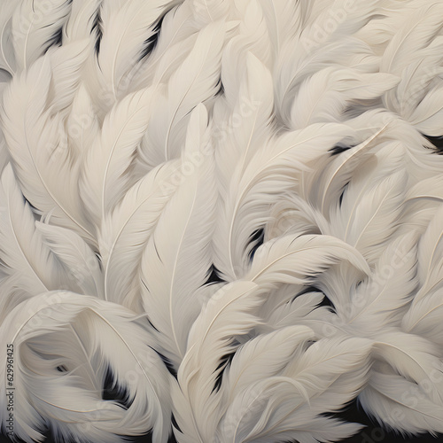 White feather background. Beautiful Soft and Light White Fluffy Feathers. Abstract. Light weight of white feather. Generated AI illustration