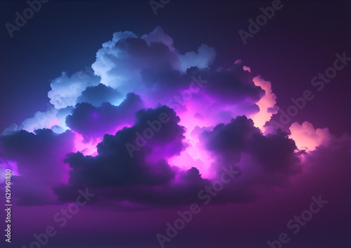 3d render abstract clouds illuminated with darkness light