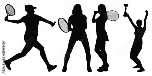 Female Playing Tennis or woman Tennis player vector illustration