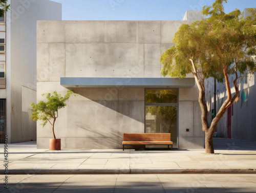 empty street with modernist building