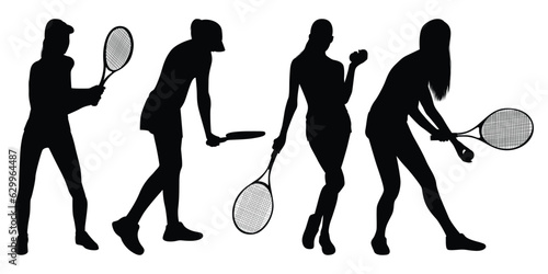 Female Playing Tennis or woman Tennis player vector illustration