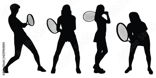 Female Playing Tennis or woman Tennis player vector illustration