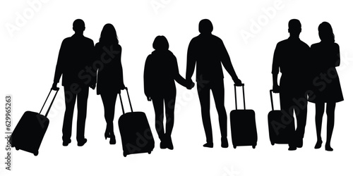 Traveling couple for Adventure Silhouettes vector illustration