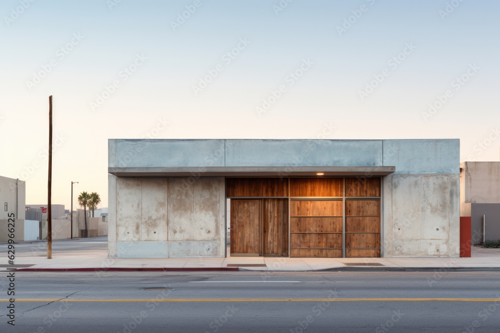 empty street with modernist building