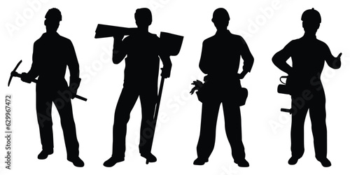 Construction Workers or Labor silhouettes vector illustration